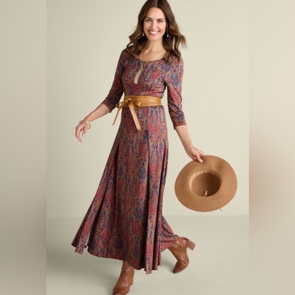 $140 NWOT Soft Surroundings Alcott Rose  Floral Maxi Dress western/rodeo/boho
